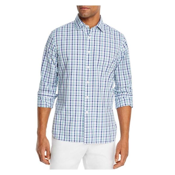 The Mens store Mens Green Framed Gingham Classic Fit Button Down Casual Shirt L - Picture 1 of 2